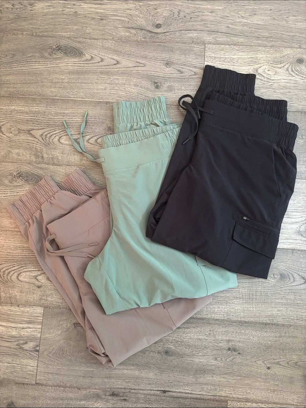 all in motion Track Joggers Trio in Black, Sage Green, and Mauve